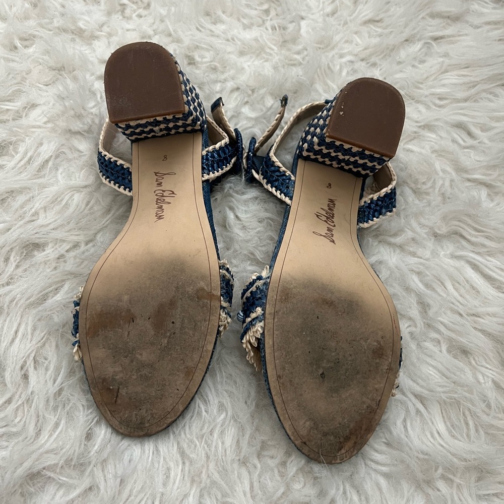 Sam Edelman Olisa Raffia Block Heel Ankle Strap Heels - Picture 5 of 6
